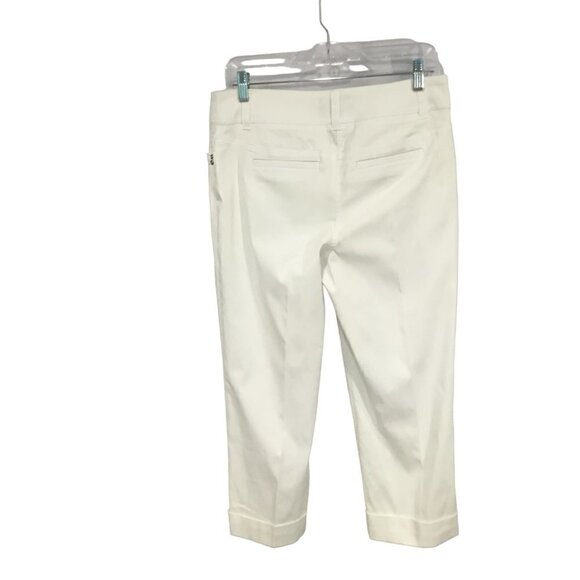 Style & Co Capris Bright White Cuffed Stretch Off Center Closure Women's Size 8 - Picture 2 of 8